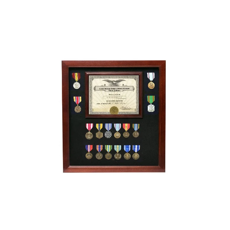 Hot Sale Black Wood Medal Shadow Box  Photo Frame War Medal Display Frames for Medals and Certificates