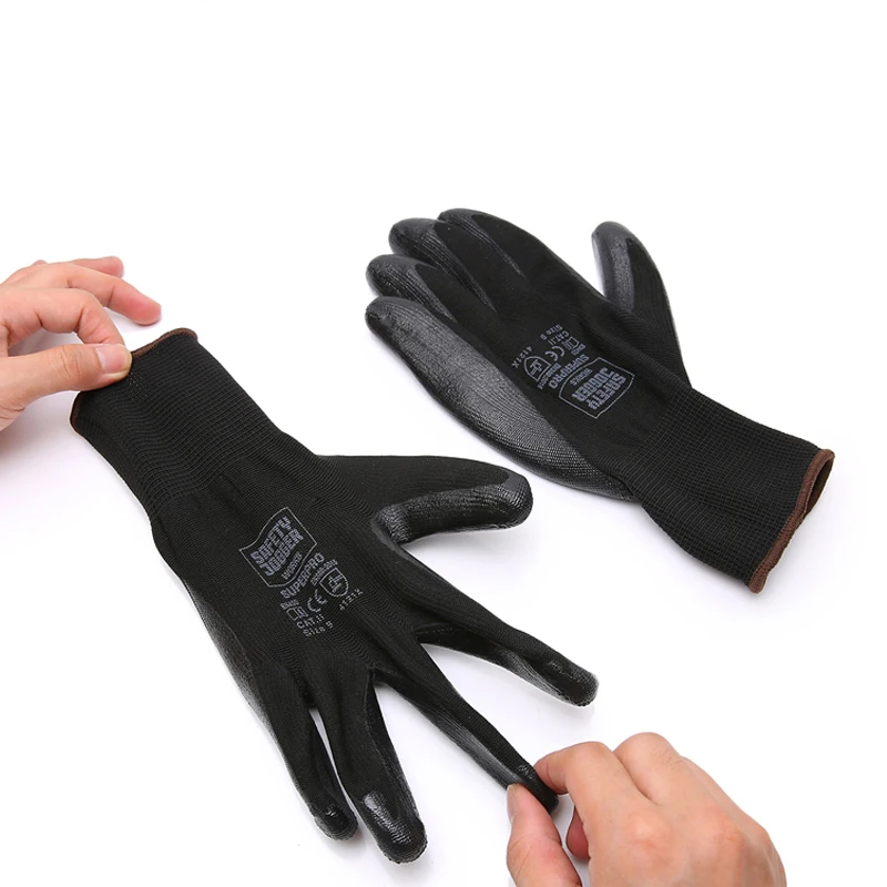 Safety working gloves Nitrile coated seamless knitted gloves polyurethane coated oil resistant Pu coated cut-proof gloves