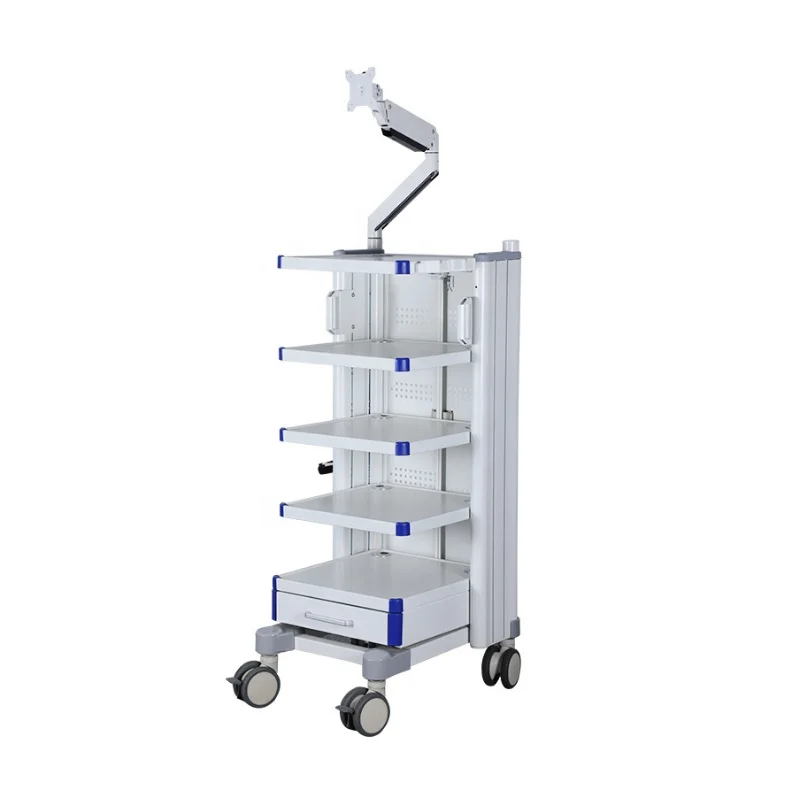 Advanced Medical Endoscope Trolley With Hydraulic Arm for 26 to 32 Inch Monitors