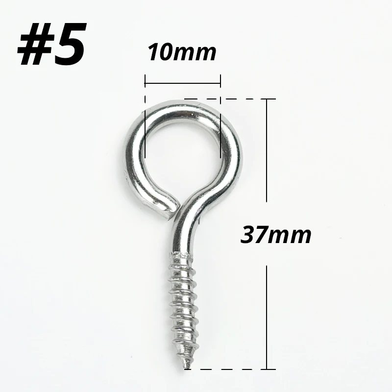 
12 Difference Sizes 304 Stainless Steel Self-Tapping Ring Eye Bolts Hook Screw In Eye Screws 