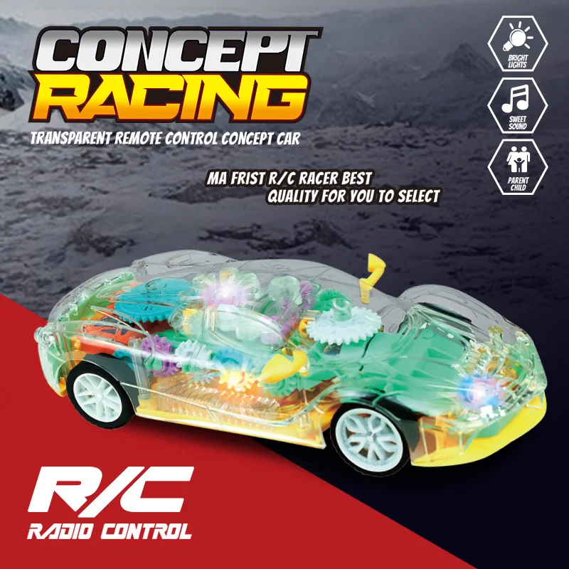 Transparency Remote Control l Four Clear Benzene Tooth Car Child  Four-wheel Auto Motor  Toys