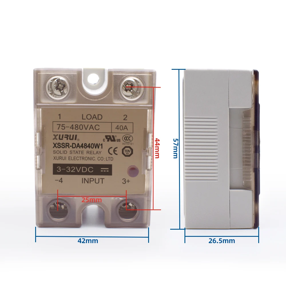 SSR-40DA Solid State Relay DC to AC Input 3-32VDC Output 24-380VAC with Heat Sink