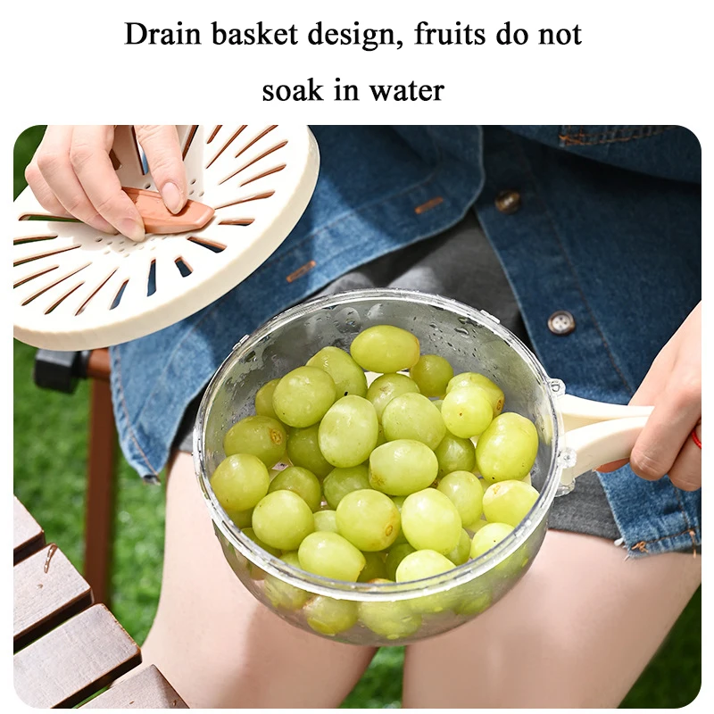 2024 new covered kitchen  household fruit washing refrigerator storage box thickened double-layer drainage for insulation