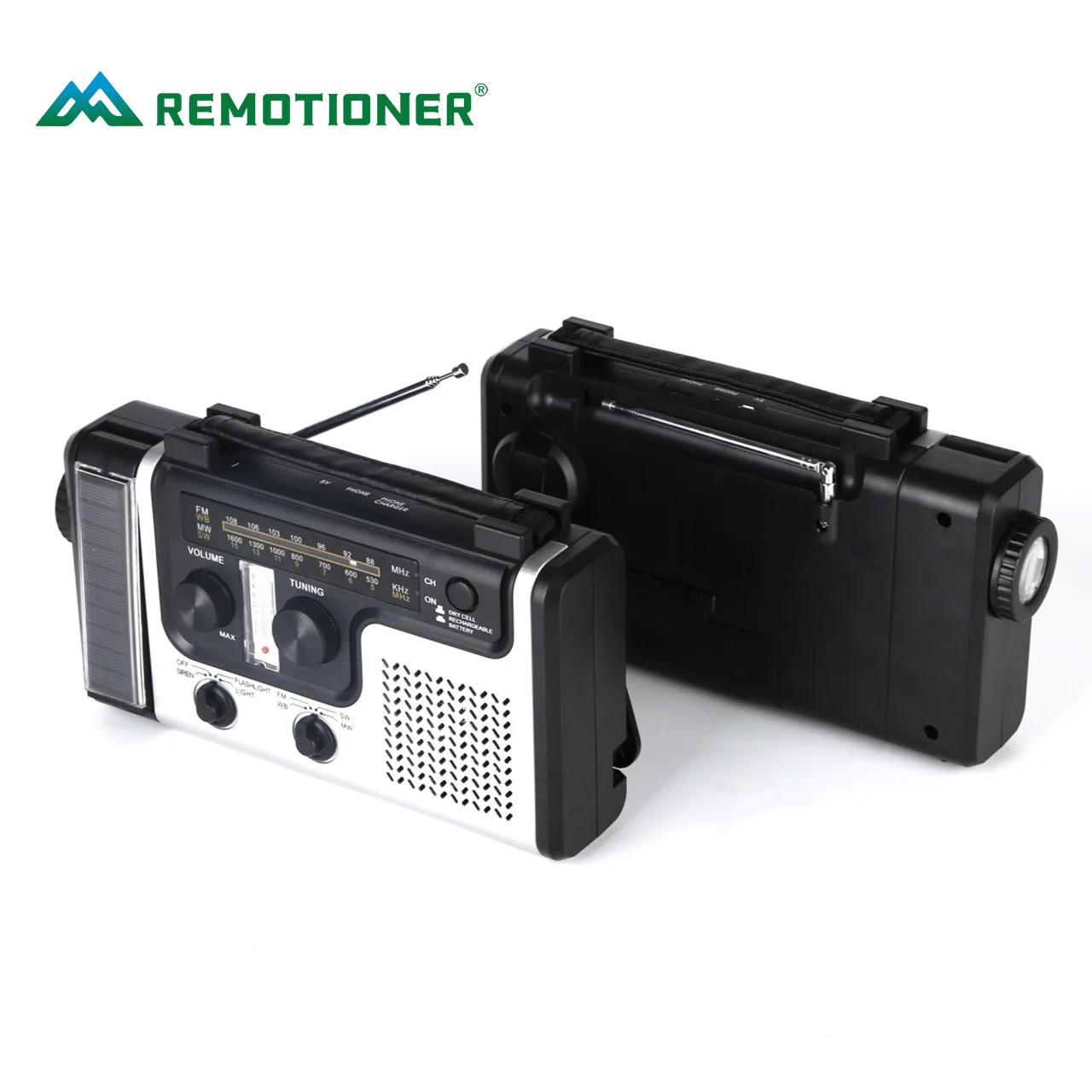 Outdoor Emergency Multi-band AM/FM/SW Hand Crank Rechargeable Radio with LED Reading Light Solar Charging