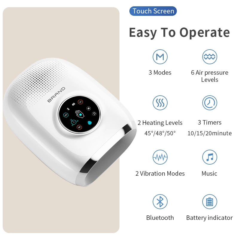 Phenitech Hot Product EMS Hand Massager Electric Rechargeable Portable Hand Held Deep Tissue Massagers With Music Function