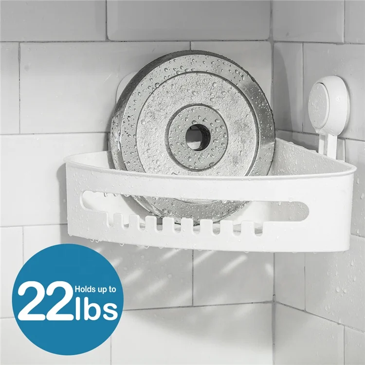 TAILI ABS & TPR Material Corner Shampoo Vacuum Suction shower caddy organizer plastic corner shelf caddy with 2hooks bath caddy