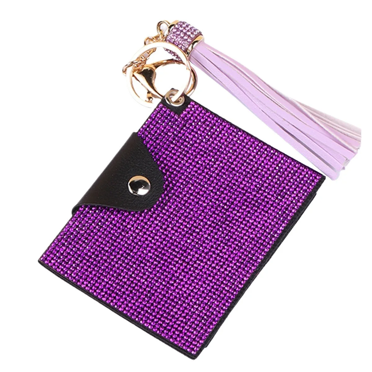 2024 Hot selling explosive card bag tassel leather diamond pendant bag keychain