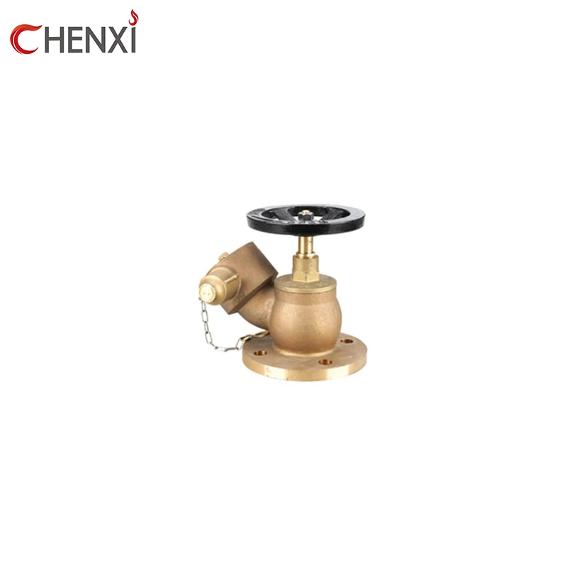 Flanged or threaded brass oblique type fire landing valve 2.5 inch 2 inch with handwheel