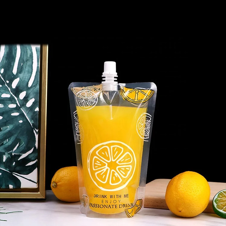 custom logo design juice plastic reusable clear drink baby food squeeze water refill jelly milk packaging spouted pouches bags