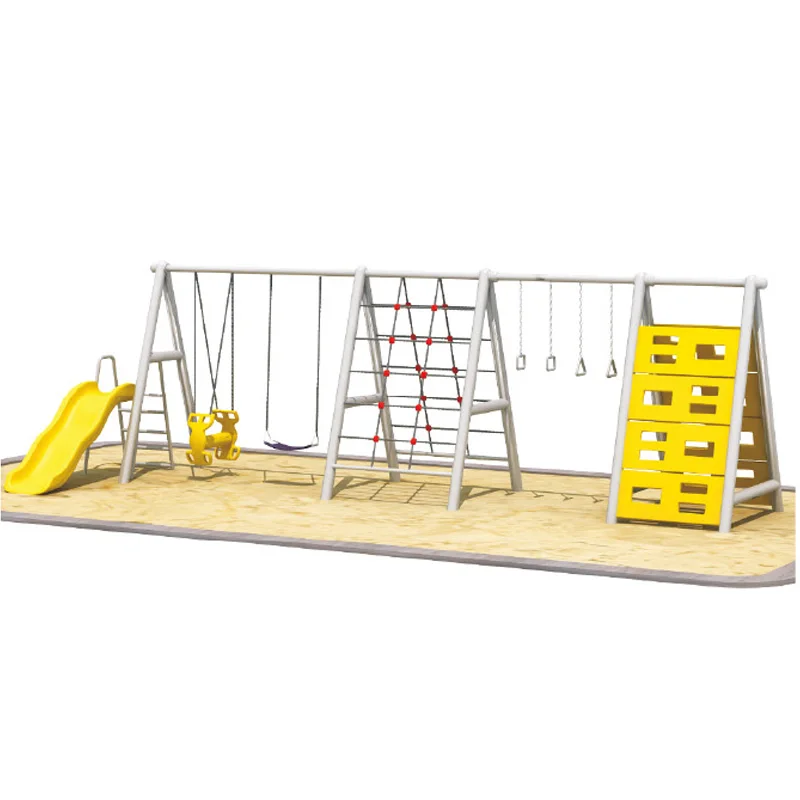 Playground Swing Set For Kids, See-Saw Metal Swing Chair With Slider