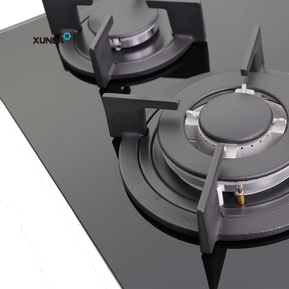 Xunda Commercial Glass Top Gass Stove Equipment Built-In Four Burners Gas Hob 4 Burner Stove Gas Cooker