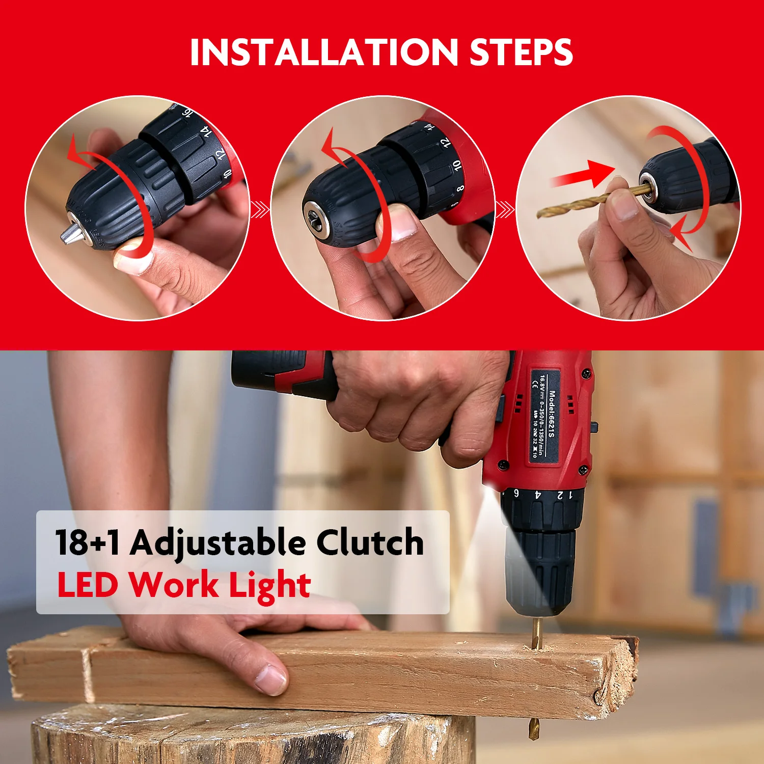  Good Quality Electric Power Hand Screwdriver Rotary Drive Cordless Drill