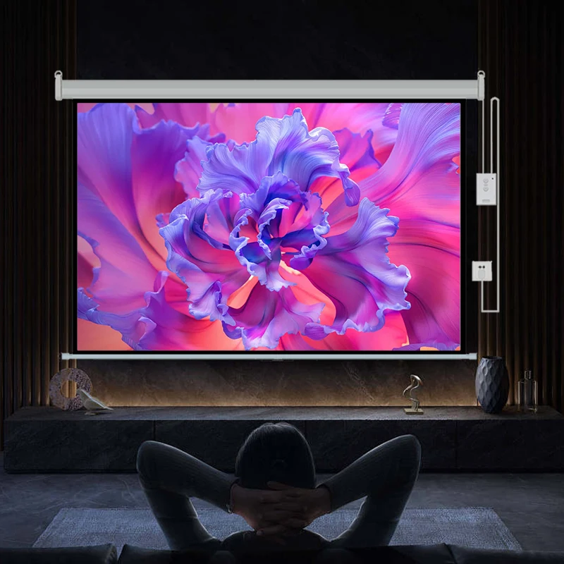 2023 Best seller alr screen 100 inch projector screen grey Wall mounted Hanging motorized projector screen