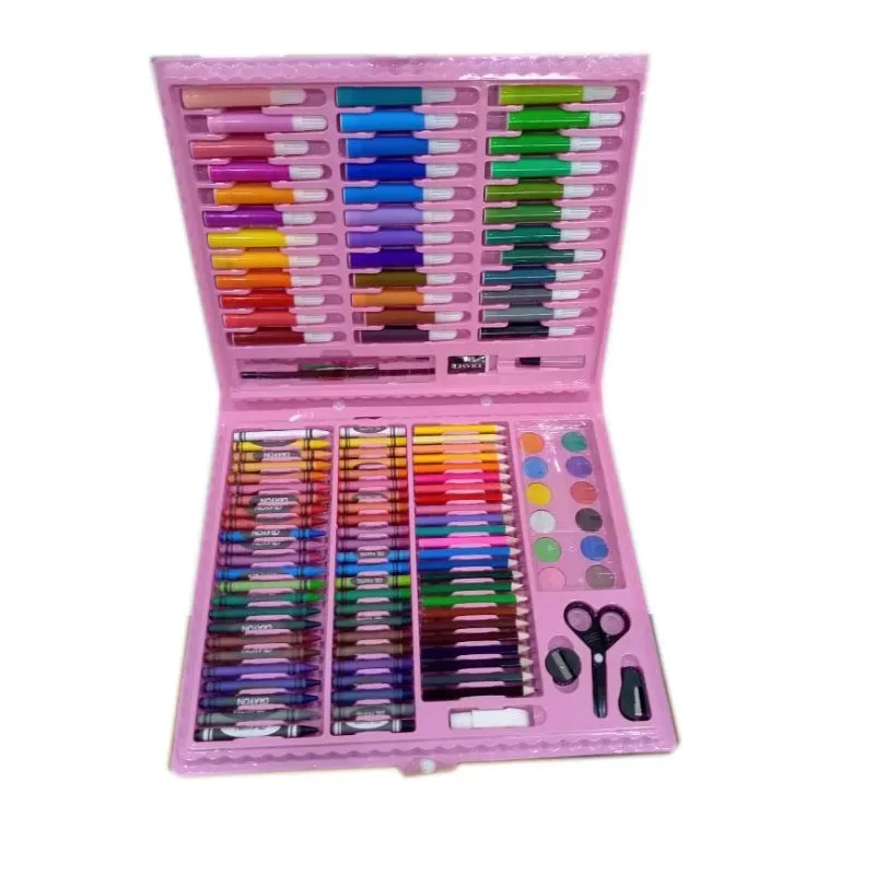 150 Pcs Kids Drawing Kit Children Painting Art Set Watercolored Pens Colored Pencil Oil Pastels Watercolor Paint  Art Box