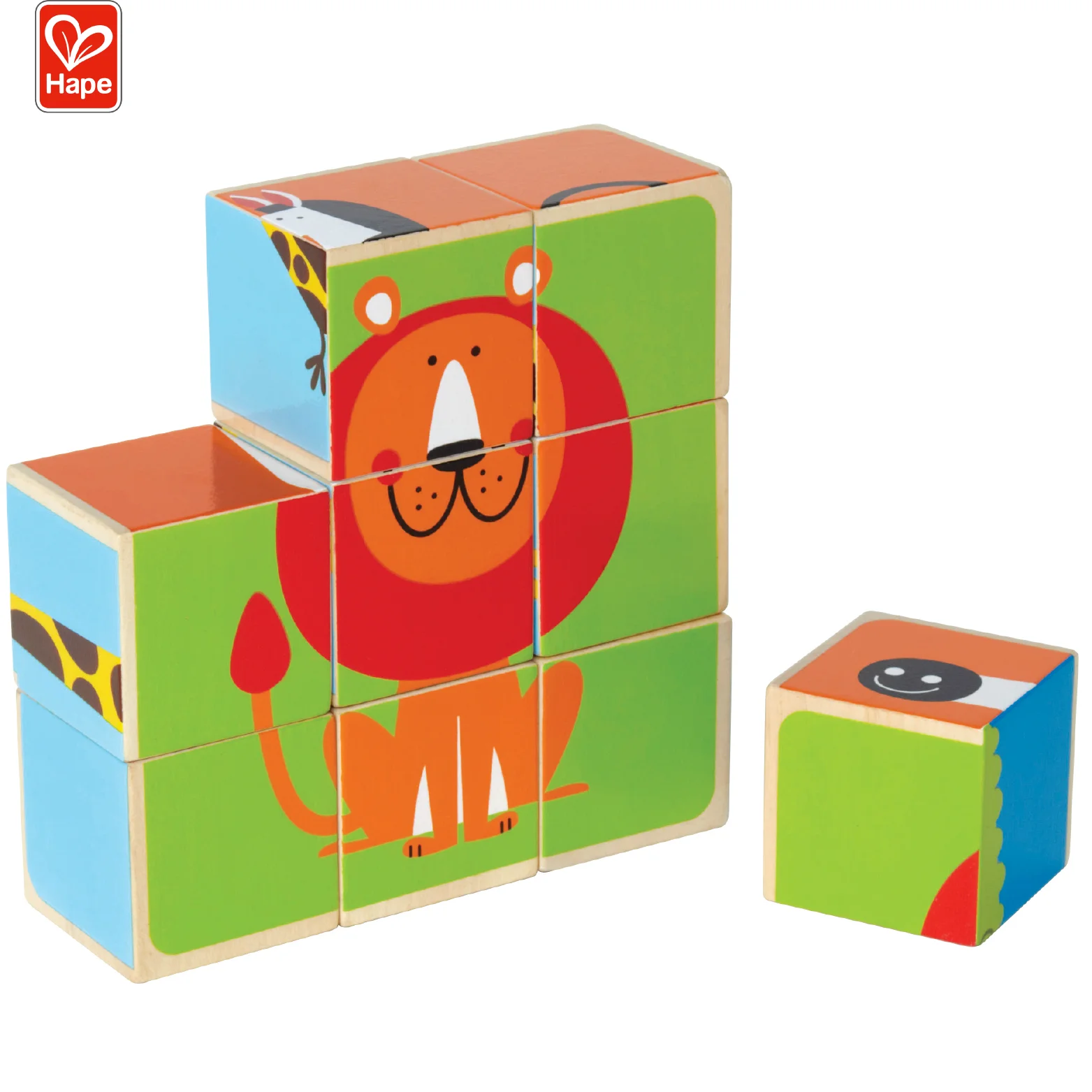 Colorful Jungle Adventure Kids Building Block Puzzle With Zoo Animal Design