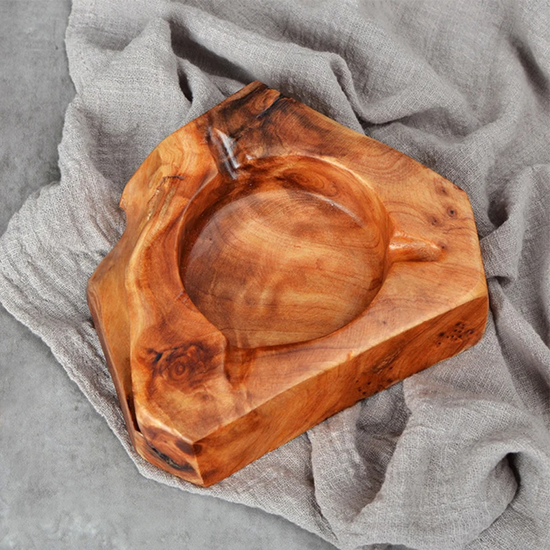 Custom Decorative Creative Wooden Cigar Ashtray Outdoors and Indoors Portable Ash Tray