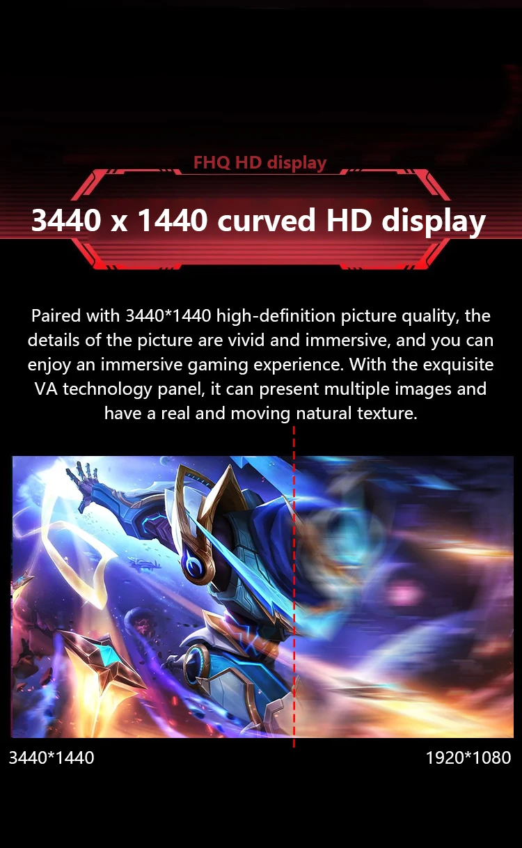 34inch Gaming Monitor with 4K 165HZ 1500R Curvature For Gaming and Office