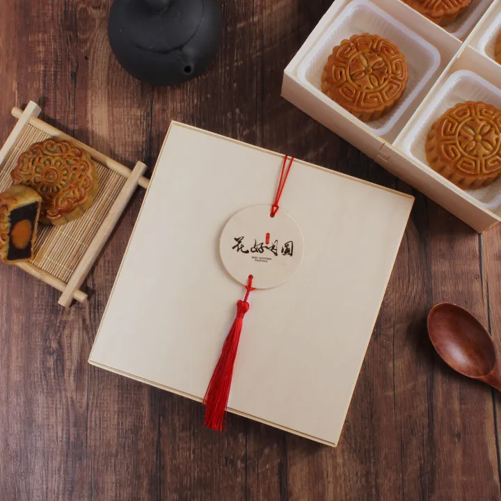 Biodegradable Custom Wooden Food Packaging Box Wholesale Snacks Cupcake Egg Tart Waffle Brownie Packaging Box Foldable To Save F