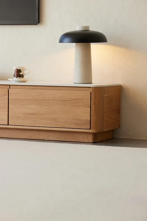 M2081 High quality Customized Furniture Living Room natural wood oak TV Media Cabinet with 3 or 4 Drawers Wooden TV stand table