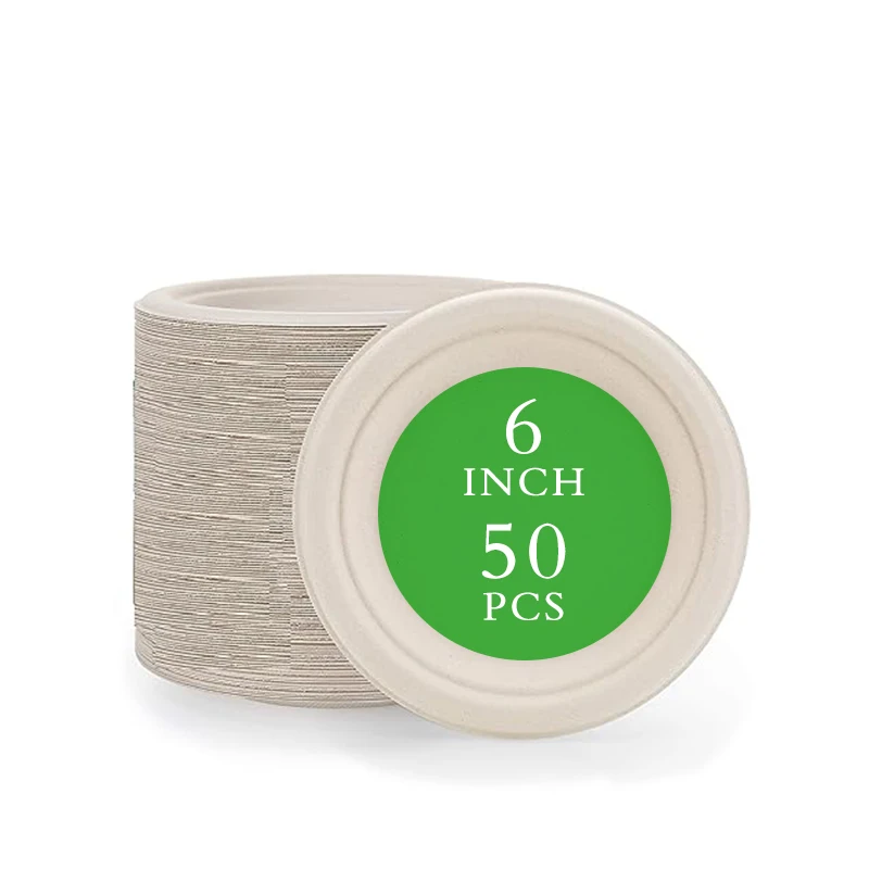 pizza plate bagasse 50pcs 100pcs 10inch 12inch biodegradable bagasse food container