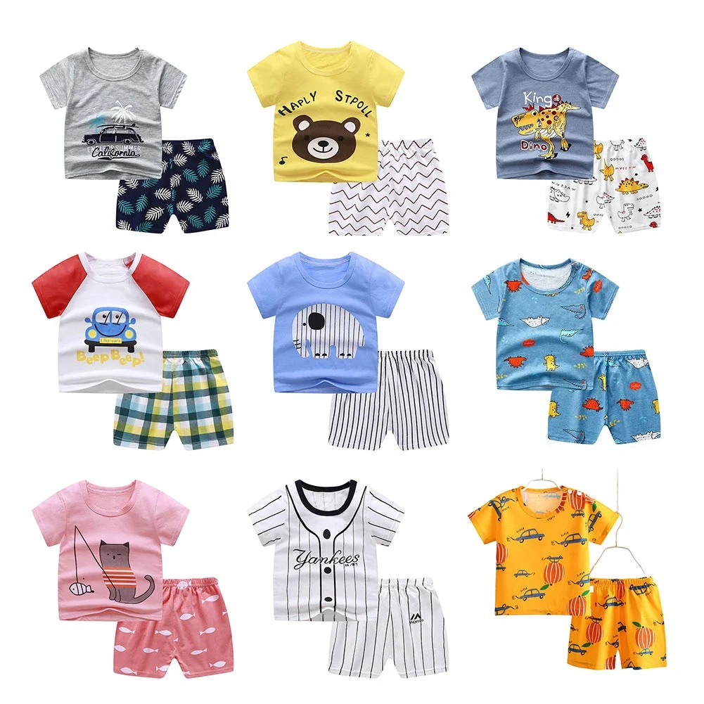 Good Price Summer Children Clothes Set 100% Cotton Short Sleeve 2pcs Baby Clothes Set Wholesale