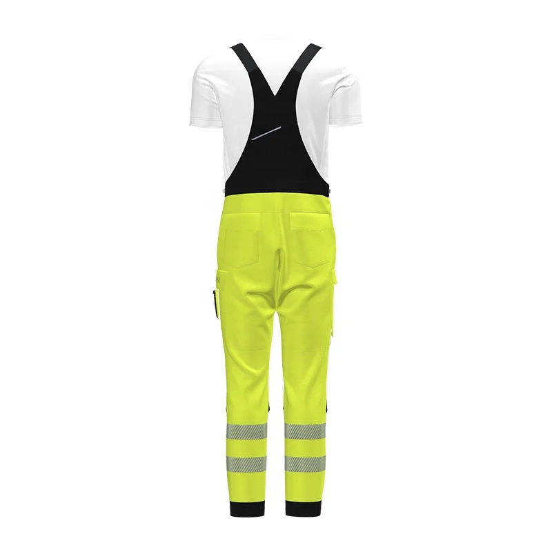 Wholesale High Quality Custom Men Bib High Visibility Construction Overall Workwear Hi Vis Silk Waterproof Brace Pants