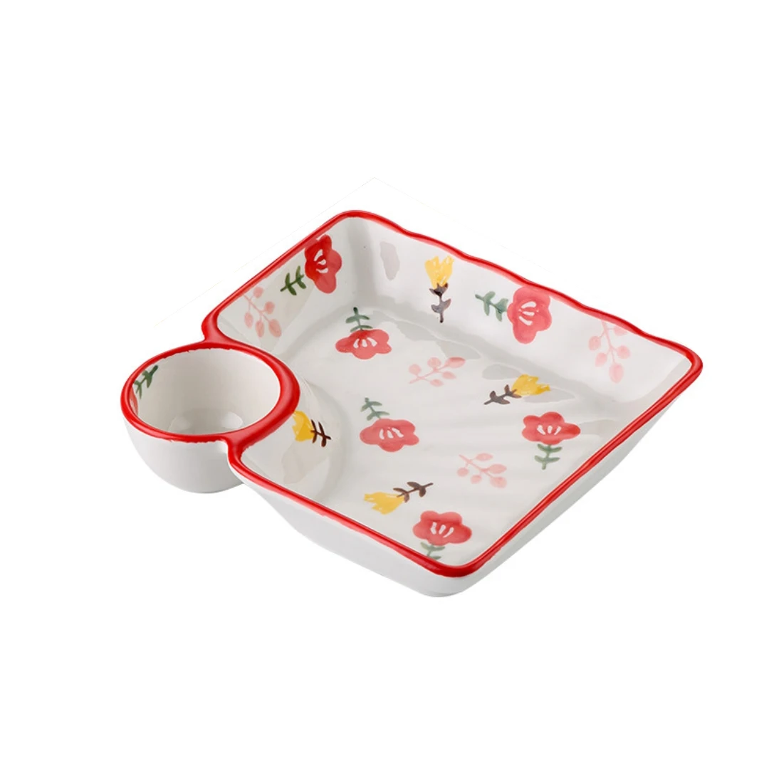 Блюдо для вареников под глазурью, блюдо с уксусом, разделитель для суши и окунивания соуса, посуда для дисков, креветок на пару, закуска, столовая посуда для завтрака