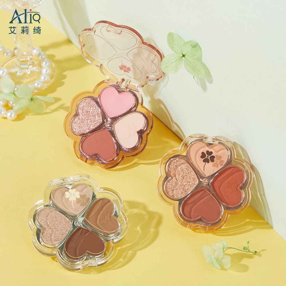 Custom Heart Shaped Pastel 4 Color Packaging Eye Shadow Base Paint Diy Everyday Makeup Earth Color Butterfly Eyeshadow Palette