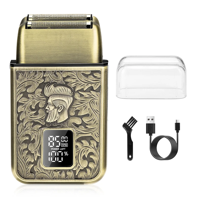 Suttik 848 Retro 7500rpm Best Electric Razor Custom Logo Strong Power Foil and Bald Foil Shaver Reciprocating Electric for Men