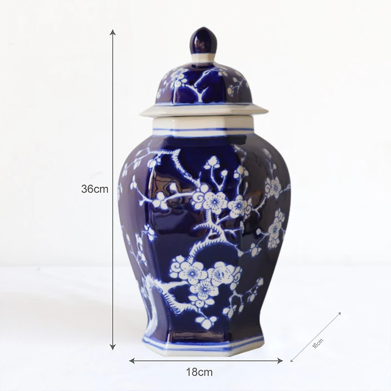 Antique Jingdezhen Ceramics Blue White Porcelain Vase Handmade Luxury Vase with Entangled Plum Blossom Pattern for Home Decor