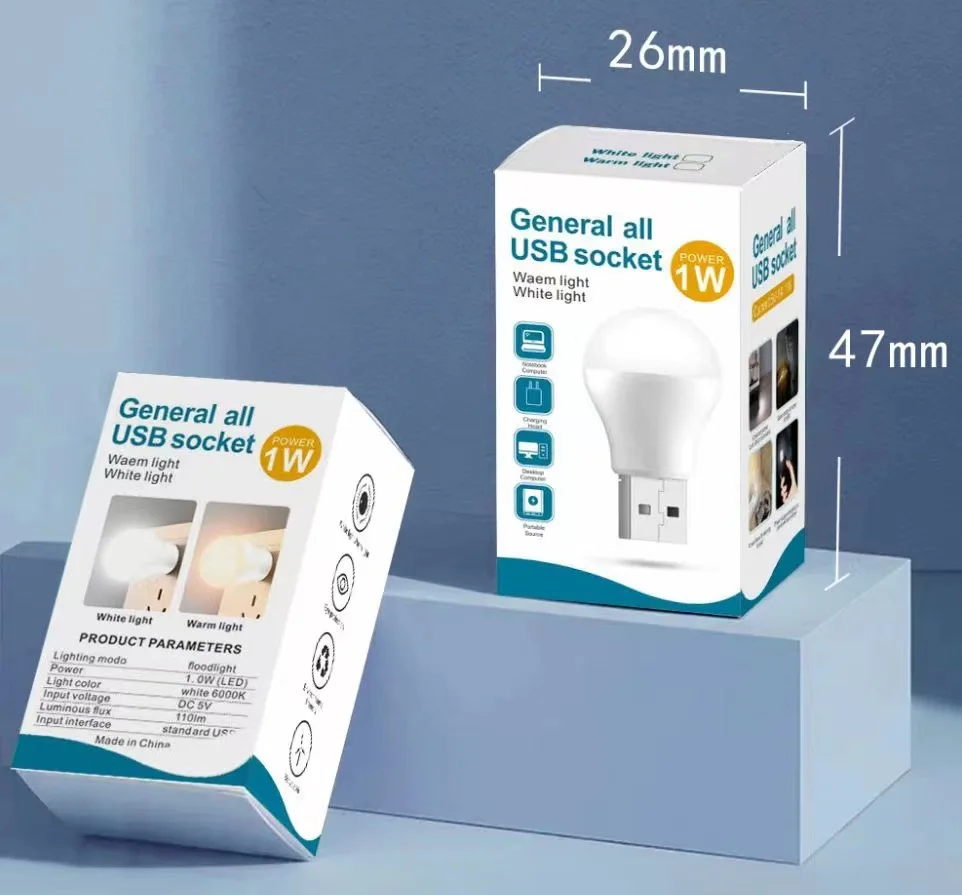 Factory Direct Sales Price Mini Convenient USD Port Small Bulb Type Night Light Bedside Lighting Night Light