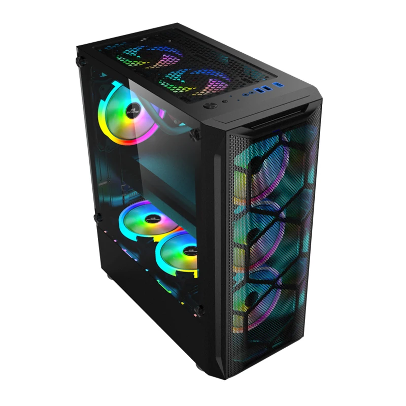 SNOWMAN NEW Coming Wholesale PC Cases RGB Cooling Fan Desktop Gaming MID Tower ATX Gaming PC Computer Case Tower