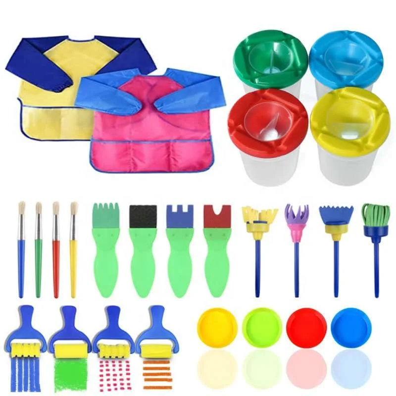 Wholesale 25 pcs  Learning Paint Art DIY Graffiti  Sponge Painting Drawing Brushes Set