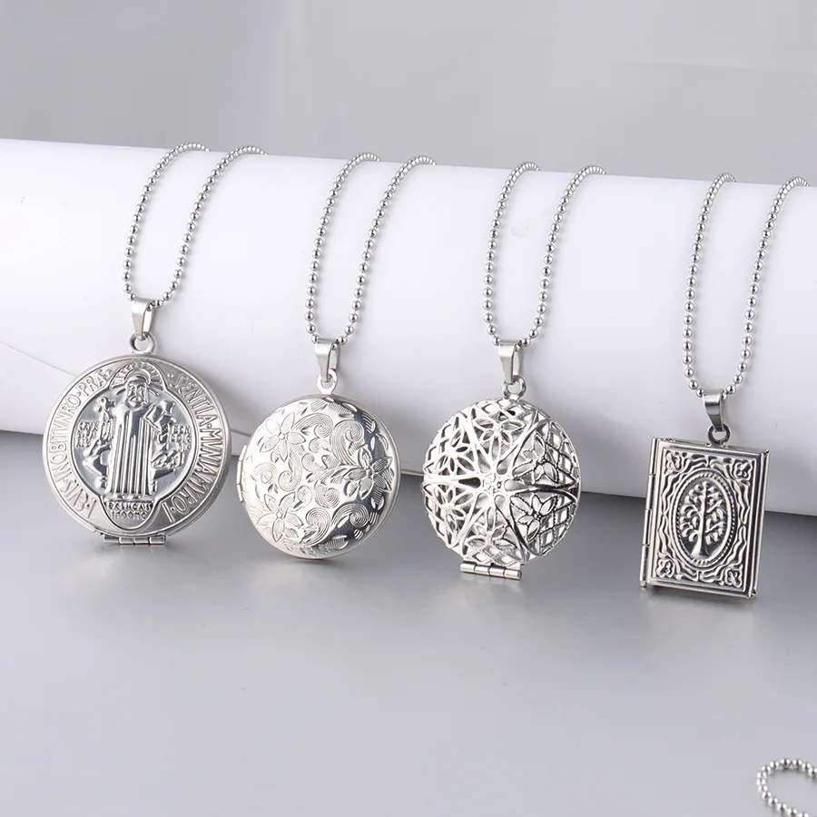 Fashion Picture Valentines Necklaces Trending Stainless Steel Hollow Disc Necklace Bijoux Inoxydable