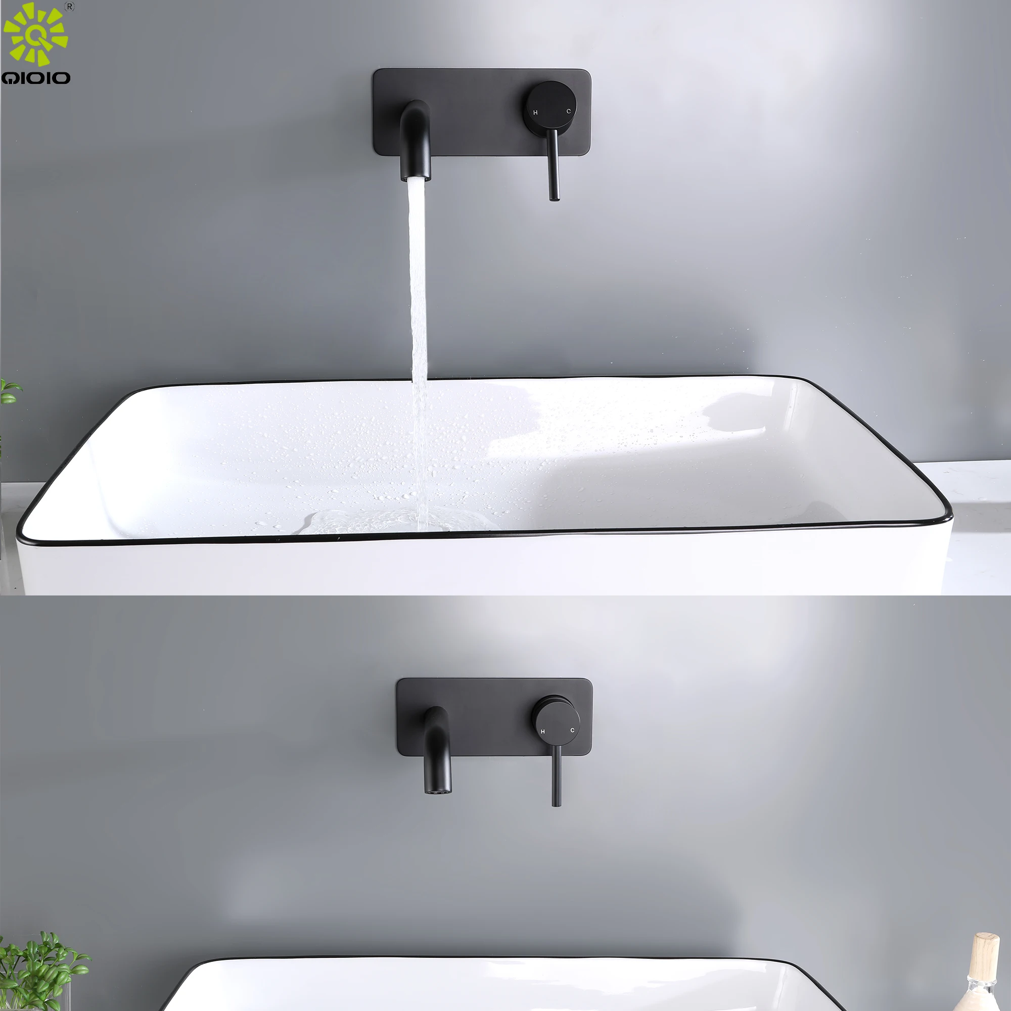 Lead free SUS304 stainless steel PVD brush rose gold panel hot cold concealed mixer tap