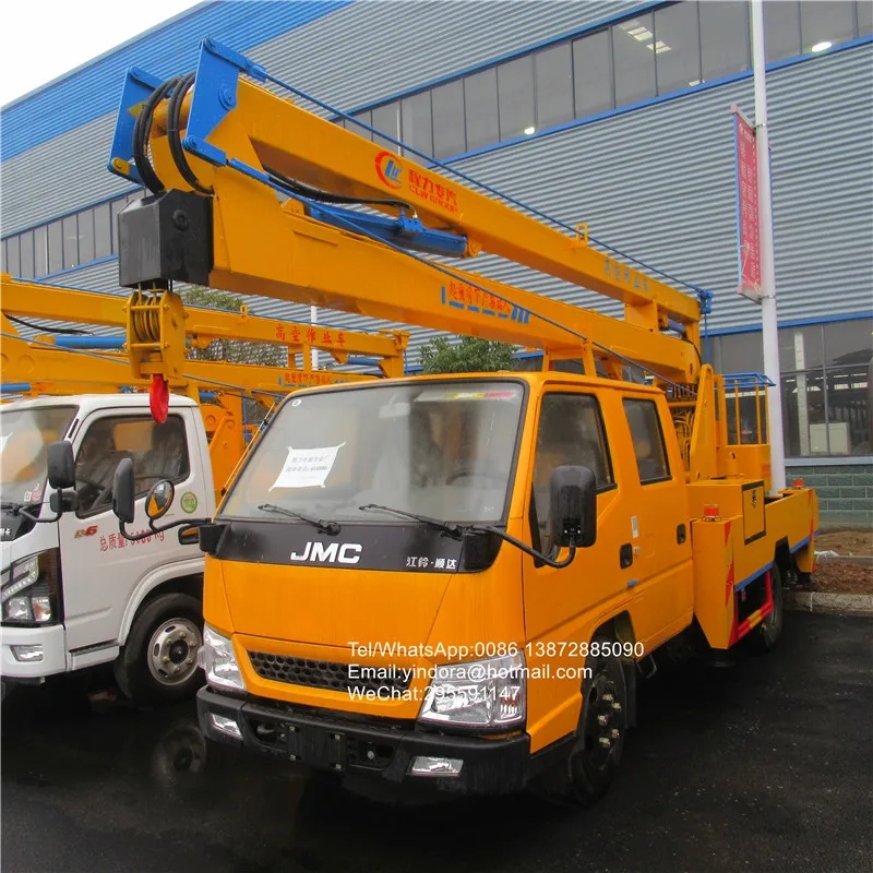 Двойная кабина JMC 4X2 12 м 14 метров мужской подъемник гидравлический лифт корзина грузовик установленная воздушная платформа
