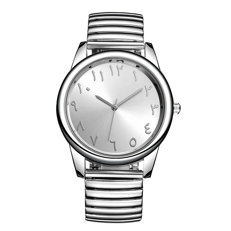 Factory Low MOQ Classic Arabic Watches Japan Movt Quartz Stainless Steel Elastic Band Wrist Watch for Men and Women Relojes