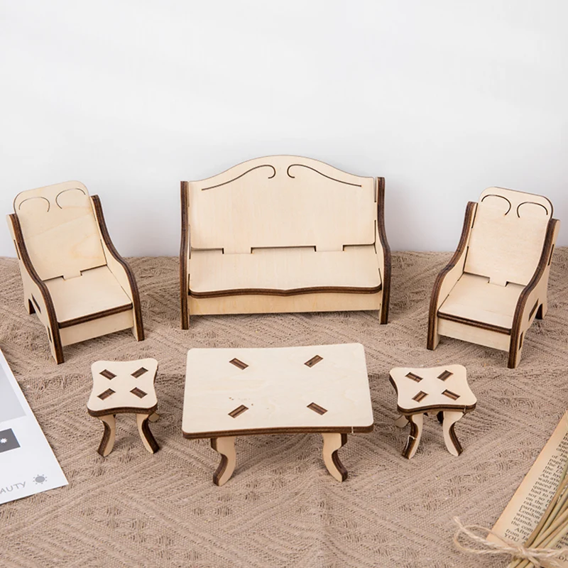 2024 hot sale DIY wooden furniture suit children  interactive assembly game high quality DIY wooden puzzle children  toys