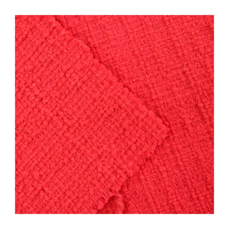 100% cotton red woven woolen cotton Tweed Fabric