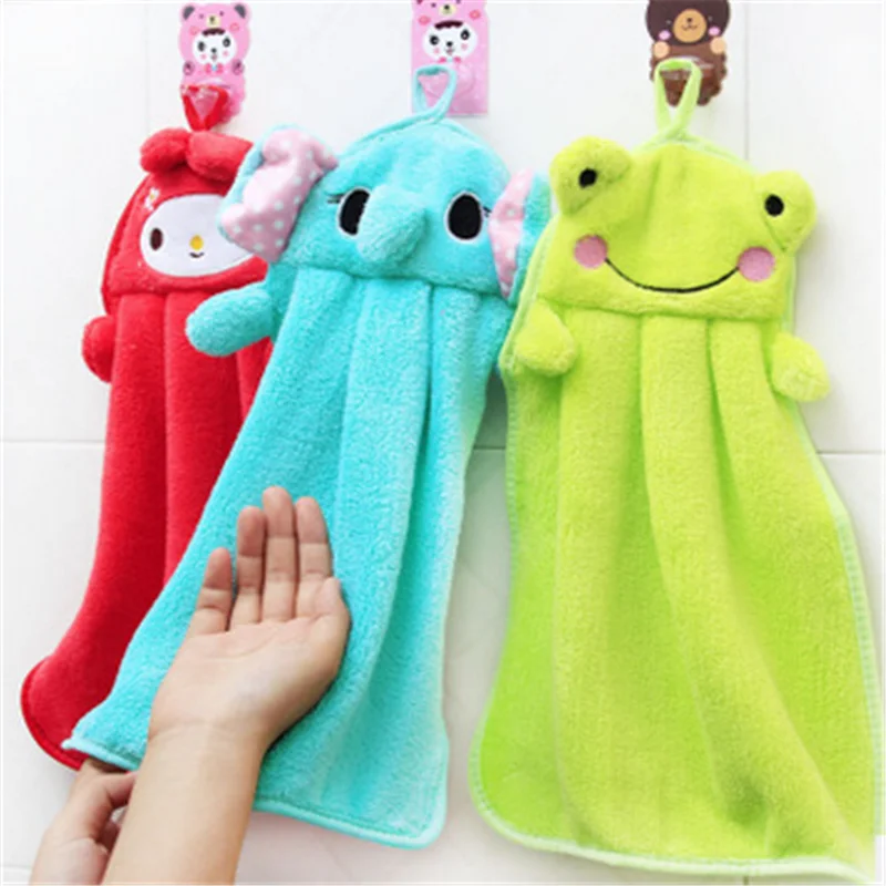 cartoon Coral Fleece microfiber towel hanging hand kitchen towel