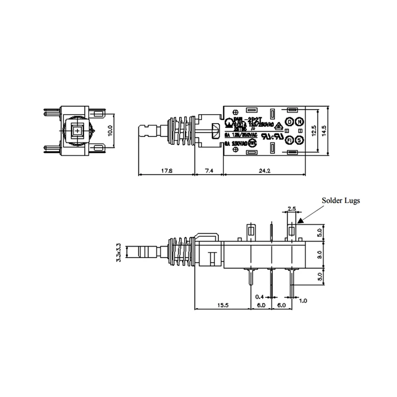 PWL-2P2T 6pin 6a 250vac 125V выключатель питания Кнопка для вытяжки бытовая техника ключ