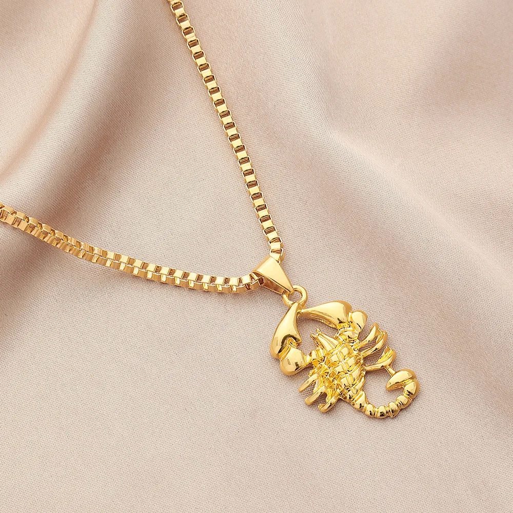 XL23119 New Design Hiphop Style Gold Plated Scorpion Alloy Necklace Hot Selling Waterproof Metal Popcorn Chain Pendant Necklace