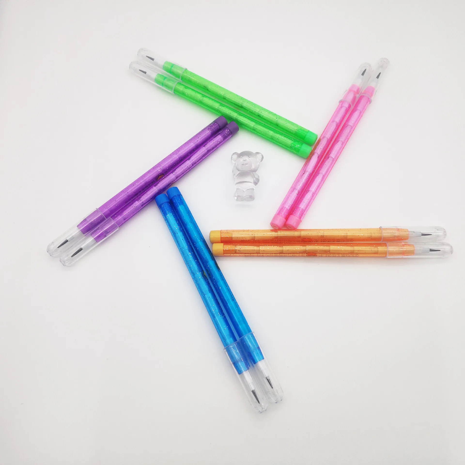 Classroom Rewards Prizes Stationery Gifts Clear Glittering Push up Lead Multi Point Stackable Pencil