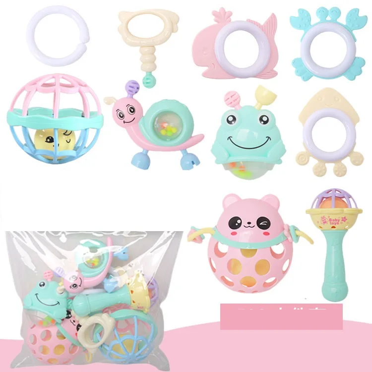 Baby Rattle Toys Set 0-6 Months Teething Infant Toys Funny Cute Shaking Hand Bells Set