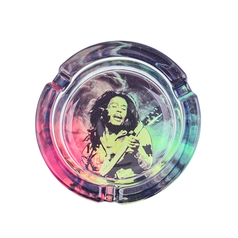 Customizable Luminous Pattern Logo Cartoon Round Thickening Transparent Glass Ashtray