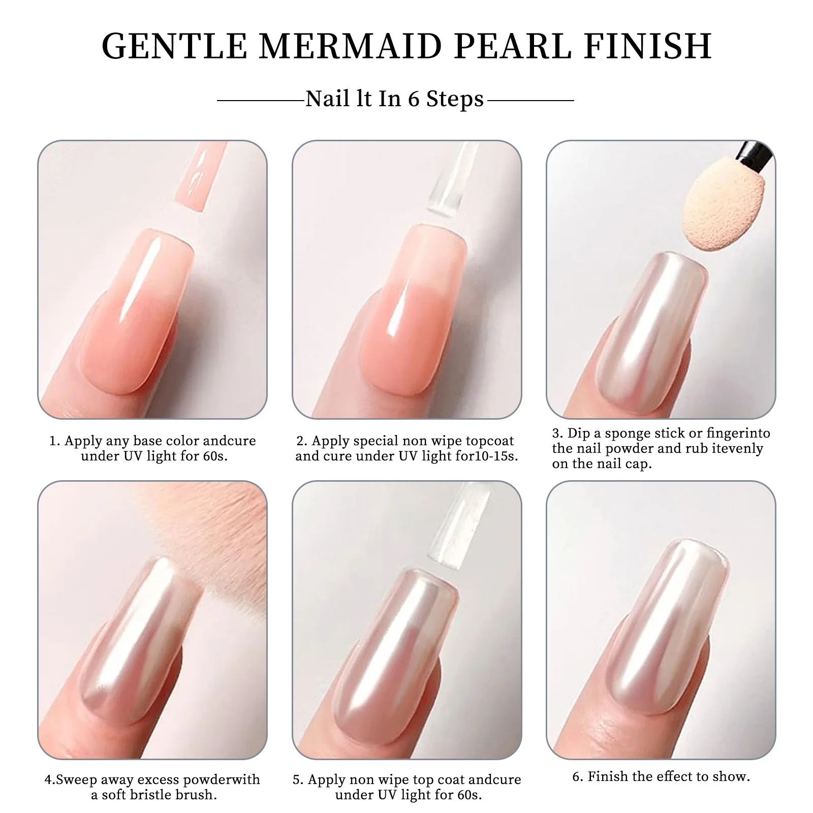 White Chrome Pearl Nail Powder Mirror Effect Nail Art Glitter Silver Aurora Rubbing Dust on Manicure Decorations Powder