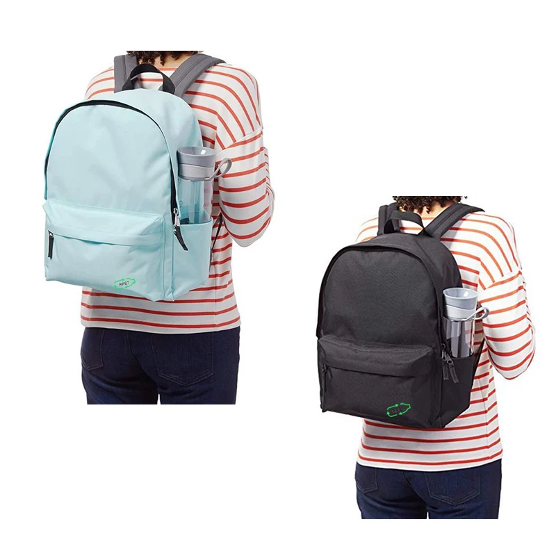 REACH Certificate College bags Reusable Lightweight Teenager Unisex waterproof Classic Durable RPET Fabric backpack