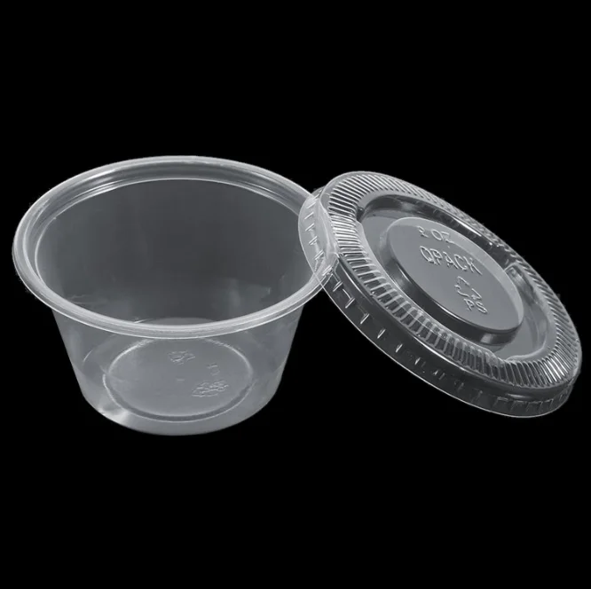1 2 3 4 OZ air tight plastic PP sauce cup with lid , wholesale food grade customized packing sauce cup container