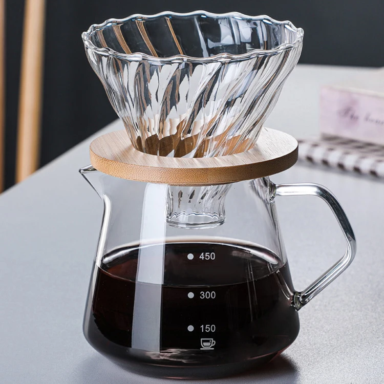 Ecocoffee Handmade Collar Glass Hand Drip Pot with handle 800ml Coffee Servers Espresso Coffee Pot