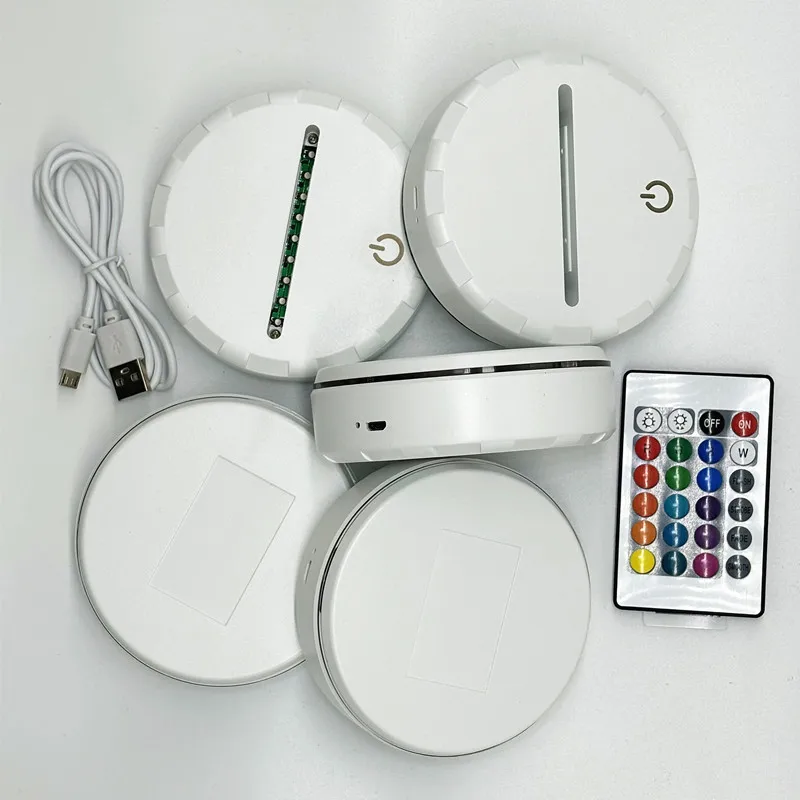 3D LED Light Lamp Base Rechargeable Light Base Holder with Remote Control and USB Cable Adjustable 16 Colors 3D Lamp Base